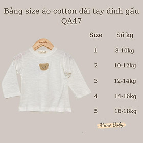 Áo phông dài tay đính gấu vải cotton xước mùa thu đông cho bé QA47 Mimo Baby