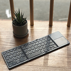 Bàn Phím Mini Keyboard Gập Gọn Bluetooth Kèm Touchpad - Hàng Chính Hãng