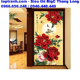 Mua Tranh thêu chữ thập 5 bông hoa mẫu đơn phú quý DX1161 chưa thêu