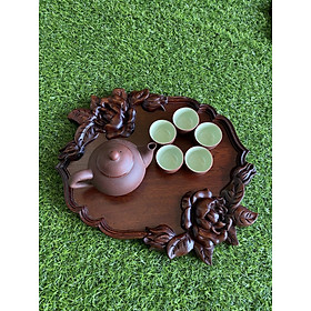 Mua Khay trà liền khối gỗ gụ