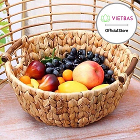 Khay lục bình đựng trái cây VIETBAS tròn có quai LBK_027