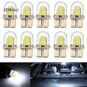 Bộ 10 đèn LED T10 W5W COB ánh sáng trắng chất liệu silicon gắn biển số cho ô tô