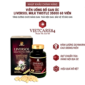 Viên uống bổ gan nhập khẩu chính hãng Úc LIVERSOL MILK THISTLE (60 viên) giúp bổ gan, hỗ trợ tăng cường chức năng gan, thải độc gan, bảo vệ tế bào gan khỏi các thương tổn do rượu, bia và các thuốc có hại cho gan