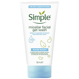 Sữa rửa mặt Simple Water Boost Micellar Facial Gel Wash 150ml