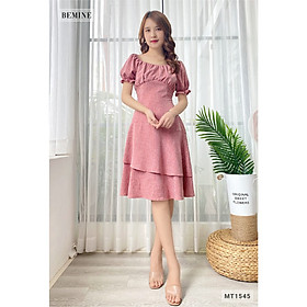 Đầm xếp ly ngực thun tay BEMINE MT1545RUOC