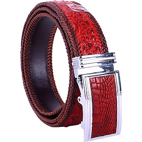 Thắt Lưng Nam Da Cá Sấu Đan Viền Bản Lớn Gai Huy Hoàng HT4703 - Nâu Đỏ