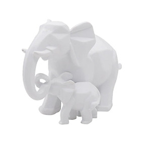 White Mother And Baby Elephant Statue/ Figurine Bedroom Home Garden Decor