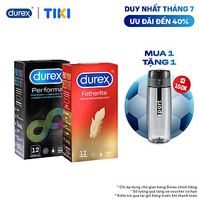 Bộ 1 hộp bao cao su Durex Performa 12 bao và 1 Durex Fetherlite 12 bao