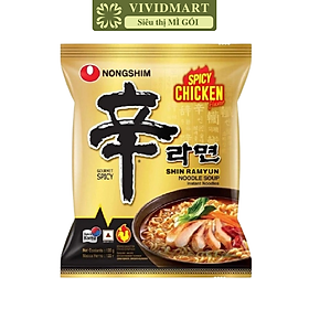 NONGSHIM - Mì Shin Ramyun hương vị Gà cay, Mì gà cay Shin Ramyun, Mì gà cay Hàn Quốc, Mì ăn liền (136g/gói)