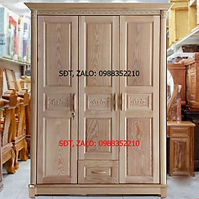 Tủ áo 3 cánh gỗ sồi nga màu tự nhiên , tủ gỗ đựng quần áo , tủ áo 1m6,tủ gỗ hậu gỗ tự nhiên, 1m6 và 1m4