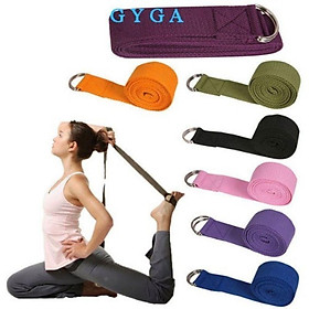 Dây đai yoga cotton dài 1,8m nhiều màu sắc có khoá kim loại có thể điều chỉnh hỗ trợ an toàn không trơn trượt GYGA