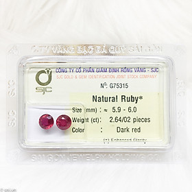 Hình ảnh Cặp đá ruby tròn làm bông tai size 6ly 2.64ct 75315