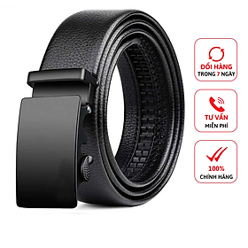 Thắt Lưng Nam Dây Da Khóa Tự Động - Đen trơn