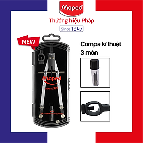 MAPED - Hộp Compa kỹ thuật Metal Bow chì gỗ, ruột chì vẽ vòng tròn 30cm -