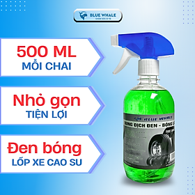 Chai xịt làm đen bóng lốp Cá Voi 500ml phù hợp với mọi loại lốp cao su ô tô, xe máy, xe đạp điện