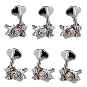 6 Pieces Open Tuning Pegs Tuners 3L3R for Electric Guitar Replacement Silver