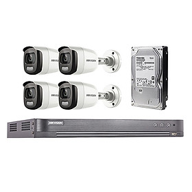 Mua Trọn Bộ 4 Mắt Camera Hikvision Có mầu ngày đêm - Hàng chính hãng