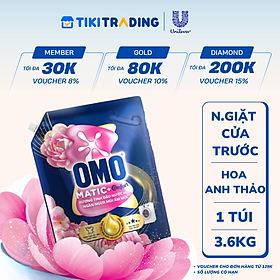 Túi Nước Giặt Omo Matic Cho Máy Giặt Cửa Trước Hương Hoa Anh Thảo Ngăn Mùi Ẩm Mốc 3.6KG