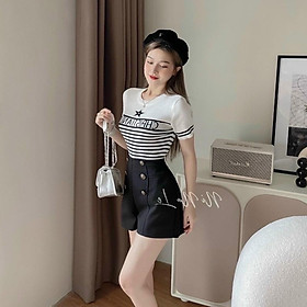 Áo len Montoghi dệt kim SỌC SAO IN CHỮ thanh lịch và sang trọng
