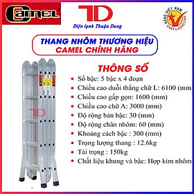 Mua Thang nhôm gấp 4 đoạn CAMEL  Gập Chữ A  tải trọng 150Kg đa năng siêu bền - Điện Lạnh Thuận Dung