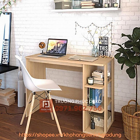 Bàn làm việc bằng gỗ kết hợp kệ sách