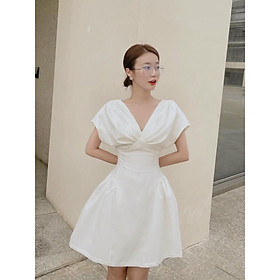 Đầm Xòe Hot Girl Cổ V Xếp Ly Ngực Tay Cánh Dơi BY8340