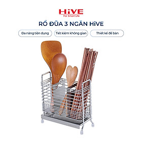 Hộp (ống) đựng đũa muỗng 3 Ngăn inox 304 HiVE
