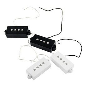 4 Pieces Black White Magnet Open Pickup Set for 4-string PB Bass Guitar Replacement Parts