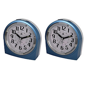 2pcs  Quiet Quartz Sweep Alarm Clock Battery Operated Snooze Clock-Blue