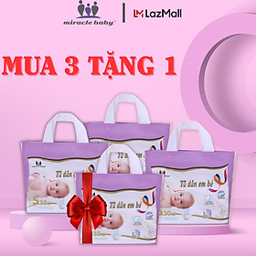 [COMBO MUA 3 TẶNG 1 ]Tã dán / Bỉm dán cho bé sơ sinh thương hiệu Miracle Baby , chất liệu protein tơ tằm mềm mịn cho làn da của bé  có 5 kích thước S30/M26/L24/XL22/XXL20