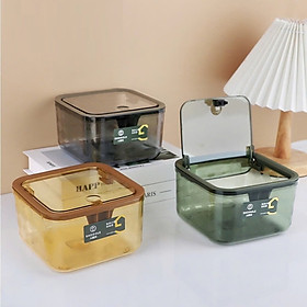 Mua Hộp Vuông Để Bàn (15*15*8.3cm) Đựng Bông Tẩy Trang  Dụng Cụ Trang Điểm  Đồ Dùng Văn Phòng  Thùng Rác Mini Để Bàn ...  Họa Tiết Trong Suốt Có Nắp Đậy  Kiểu Dáng Trẻ Trung Hiện Đại - Hàng Cao Cấp