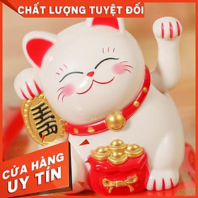 Mèo Thần Tài vẫy tay size vừa, mèo may mắn vẫy tay sử dụng năng lượng mặt trời,mang lại tài lộc,đại cát cho gia chủ