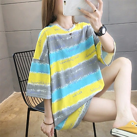 Áo nữ thời trang Haint Boutique, Áo thun nữ form rộng kẻ ngang nhiều màu cực xinh A02