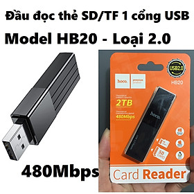 Đầu đọc thẻ nhớ SD / TF chuẩn 3.0 cho laptop  hoco HB20 - Hàng chính hãng
