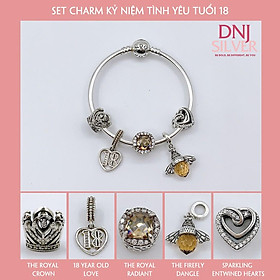 Vòng Bạc S925 ALE Cao Cấp - SET CHARM KỶ NIỆM TÌNH YÊU TUỔI 18 - Mã sản phẩm VONGBAC_1235