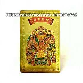 Thẻ Kim Bài Ngũ Lộ Thần Tài, kích thước: 8.3cmx5.3cmx0.2cm, màu: vàng - SP005736