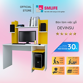 Mua Bàn làm việc gỗ công nghiệp liền kệ để sách SMLIFE Devinsu