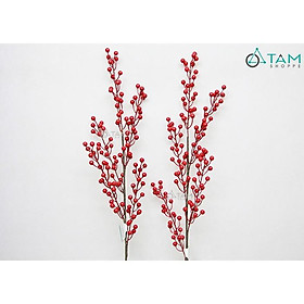 Cành trái đỏ đơn trang trí 90cm T-HOA-12