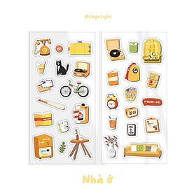 S74 - Set 2 tờ sticker PET chống nước cuộc sống thường ngày Infeel.Me trang trí đồ dùng học tập, sổ bullet journal