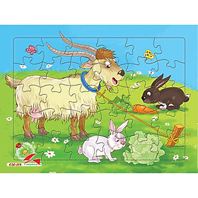 Xếp hình Tia Sáng Dê và thỏ  (30 Mảnh Ghép) - Tặng kèm tranh tô màu cho bé