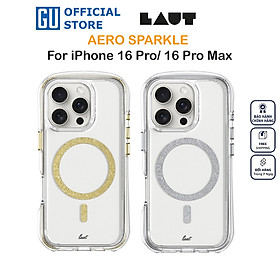 Ốp Lưng LAUT Aero Sparkle Cho iPhone 16 Pro/ 16 Pro Max Có Sạc Không Dây Thiết Kế Trong Suốt Như Pha Lê Hàng Chính Hãng