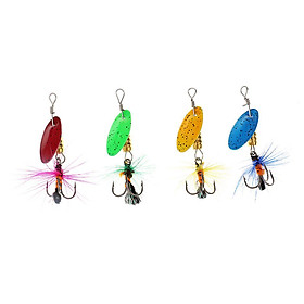Pack of 4 Pcs Spinner Bait Fishing Lures Simulation Bait with Treble Hooks