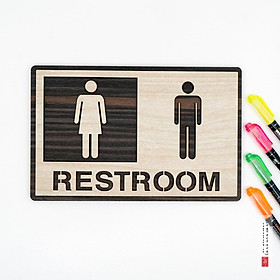 Bảng restroom gỗ dán cửa nhà vệ sinh SAN-TL01