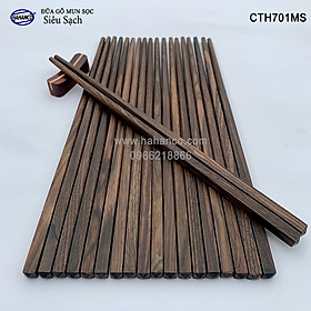 Đũa gỗ Tự nhiên trơn cao cấp (10 đôi) Chopstick of HAHANCO - CTH701MS - Sang trọng trên bàn ăn gia đình