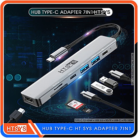 Hub Type C HT SYS 7 in 1 To HDMI, USB 3.0, SD, TF, USB C, PD 100W - Hàng Chính Hãng