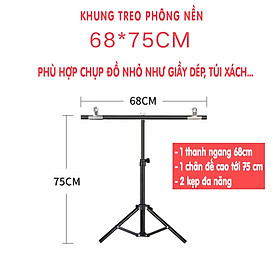 Bộ khung chữ T treo phông nền chụp ảnh sản phẩm, thời trang, lookbook, livestream bán hàng chuyên nghiệp 3 kích thước nhỏ, vừa, lớn