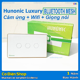 Mua Công tắc CẢM ỨNG THÔNG MINH - Hunonic Luxury - 3 nút màu trắng - Công nghệ Bluetooth Mesh