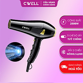 Máy sấy tóc công suất lớn cwell 2500w, 3 chế độ nhiệt 2 chế độ gió, tạo kiểu tóc chuẩn salon c06hd
