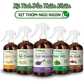 Xịt Tinh Dầu Thơm Phòng Ngủ Từ Thiên Nhiên , Khử Mùi Thơm Phòng Ngủ Ngon Nhiều Mùi Oải Hương, Sả Chanh, Cam Sả, Vỏ Quế Bạc Hà Chai Lớn 300ml