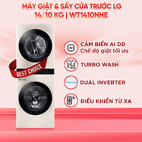 Tháp giặt sấy LG WashTower Inverter giặt 14 kg - sấy 10 kg WT1410NHE - Hàng Chính Hãng - Giao HCM
